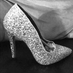 Michael Antonio silver glitter heels